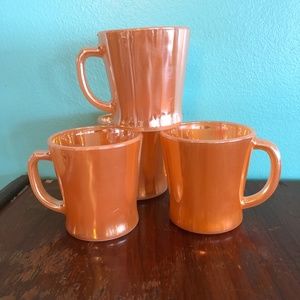 4 Peach Luster coffee cups